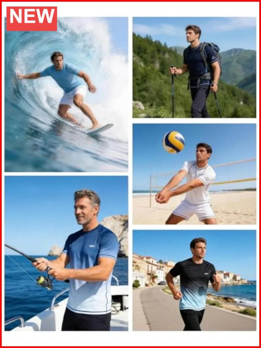 UPF 50+ Men's Rash Guard Short Sleeve Quick Dry Sun Shirt
